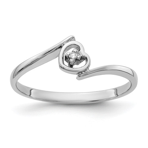 Lex & Lu 14k White Gold AA Diamond Heart Ring LAL15382 Size 6 - Lex & Lu