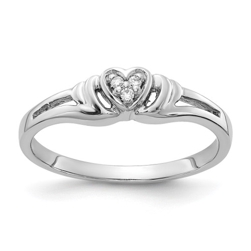 Lex & Lu 14k White Gold AA Diamond Heart Ring LAL15434 Size 6 - Lex & Lu