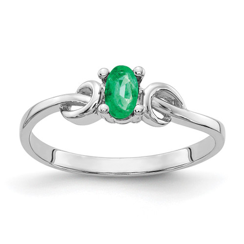 Lex & Lu 14k White Gold 5x3mm Oval Emerald Ring Size 6 - Lex & Lu