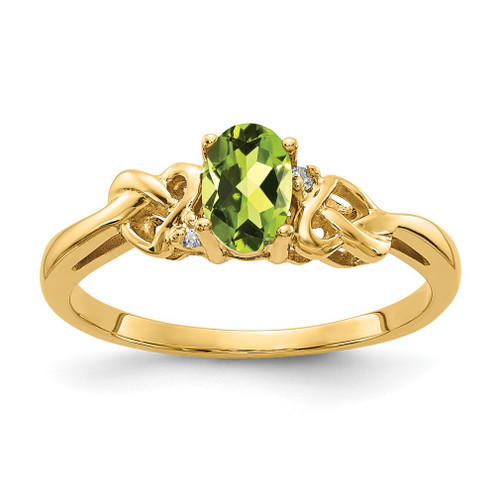 Lex & Lu 14k Yellow Gold Peridot & AA Diamond Ring Size 6 - Lex & Lu