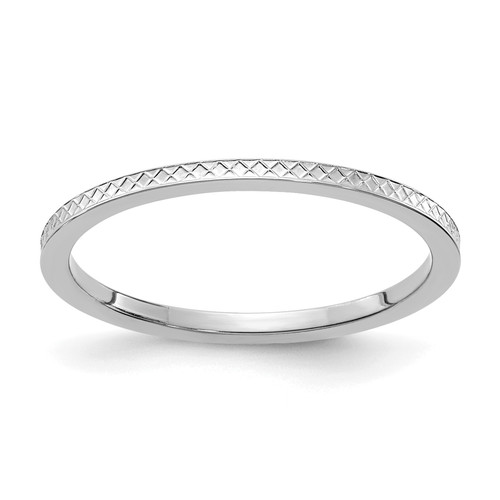 Lex & Lu 10k White Gold 1.2mm Criss-Cross Pattern Stackable Band Ring LAL265 - Lex & Lu