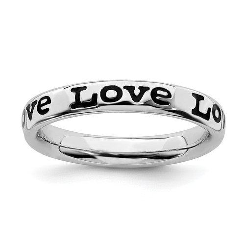 Lex & Lu Sterling Silver Stackable Expressions Polished Enameled Love Ring LAL6910 - Lex & Lu