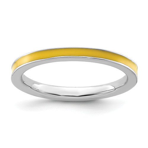 Lex & Lu Sterling Silver Stackable Expressions Yellow Enameled 2.25mm Ring LAL7298 - Lex & Lu