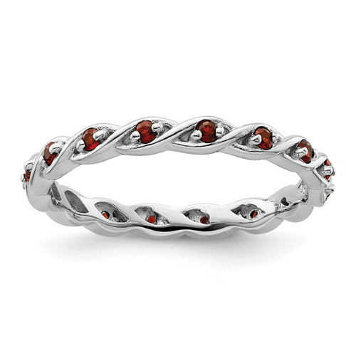 Lex & Lu Sterling Silver Stackable Expressions Garnet Ring LAL7322 - Lex & Lu