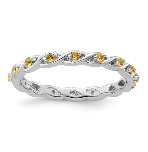 Lex & Lu Sterling Silver Stackable Expressions Citrine Ring LAL7388 - Lex & Lu