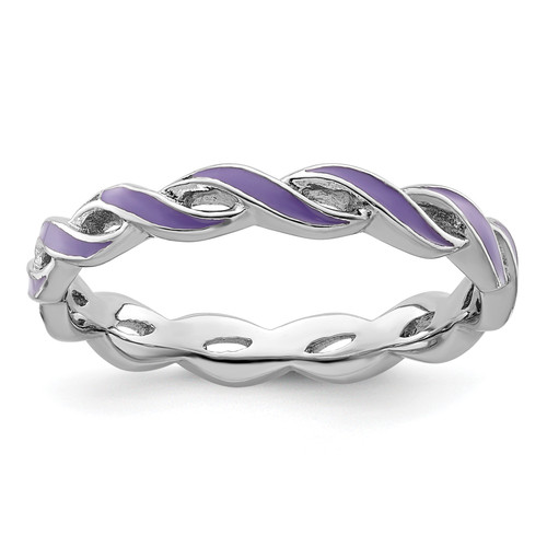 Lex & Lu Sterling Silver Stackable Expressions Purple Enamel Ring LAL7598 - Lex & Lu