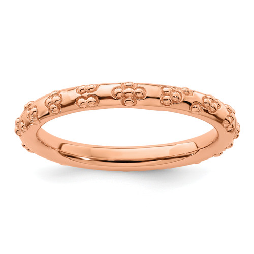 Lex & Lu Sterling Silver Stackable Expressions Pink-plated Textured Ring LAL8174 - Lex & Lu