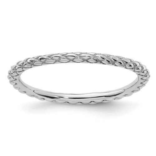 Lex & Lu Sterling Silver Stackable Expressions Rhodium Criss-cross Ring LAL9103 - Lex & Lu