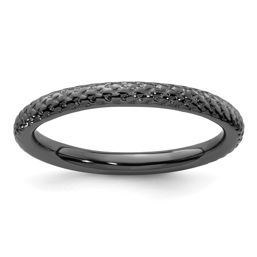 Lex & Lu Sterling Silver Stackable Expressions Black-plated Cable Ring LAL9241 - Lex & Lu