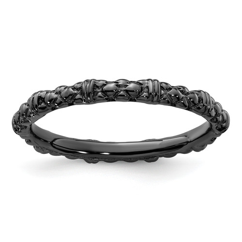 Lex & Lu Sterling Silver Stackable Expressions Black-plated Cable Ring LAL9265 - Lex & Lu