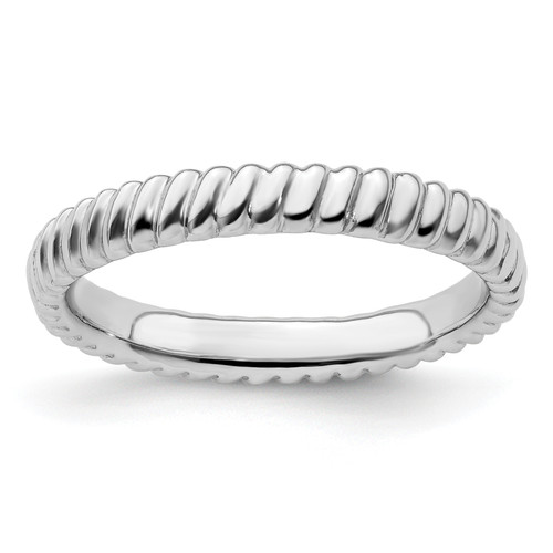 Lex & Lu Sterling Silver Stackable Expressions Rhodium Ring LAL9589 - Lex & Lu
