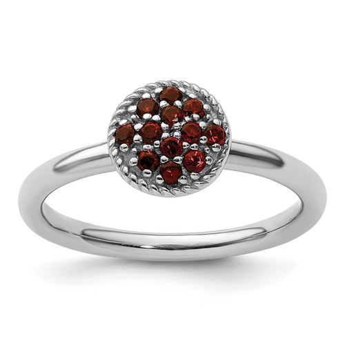 Lex & Lu Sterling Silver Stackable Expressions Garnet Rhodium Ring LAL9913 - Lex & Lu