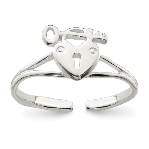 Lex & Lu Sterling Silver Heart Lock & Key Toe Ring LAL22660 - Lex & Lu