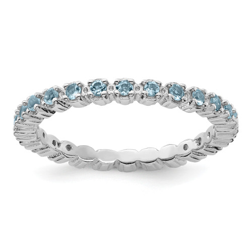 Lex & Lu Sterling Silver Stackable Expressions Aquamarine Ring LAL10093 - Lex & Lu