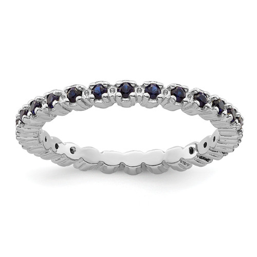 Lex & Lu Sterling Silver Stackable Expressions Created Sapphire Ring LAL10129 - Lex & Lu