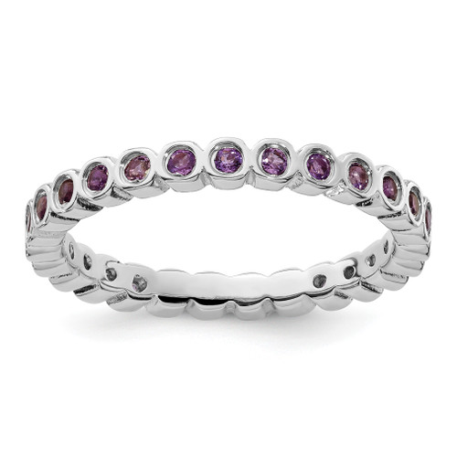 Lex & Lu Sterling Silver Stackable Expressions Amethyst Ring LAL10159 - Lex & Lu