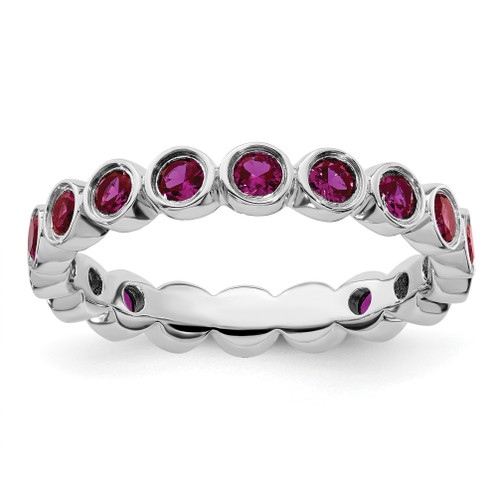 Lex & Lu Sterling Silver Stackable Expressions Created Ruby Ring LAL10333 - Lex & Lu
