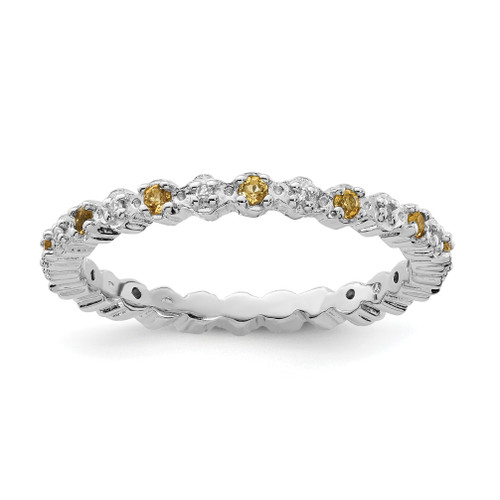 Lex & Lu Sterling Silver Stackable Expressions Citrine & Diamond Ring LAL11233 - Lex & Lu