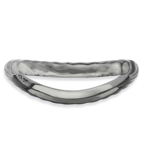 Lex & Lu Sterling Silver Stackable Expressions Polished Black-plate Wave Ring LAL12067 - Lex & Lu