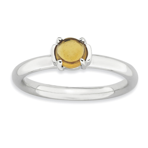 Lex & Lu Sterling Silver Stackable Expressions Citrine Rhodium-plated Ring LAL12205 - Lex & Lu