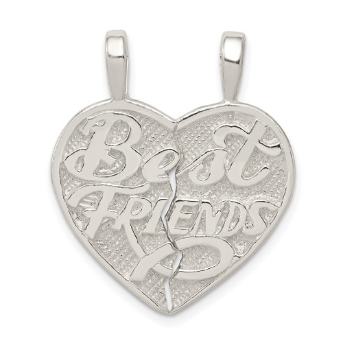 Lex & Lu Sterling Silver Best Friend 2 Piece break apart Heart Charm LAL22705 - Lex & Lu