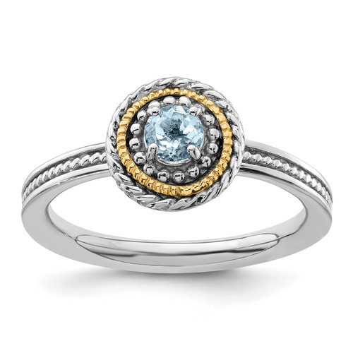 Lex & Lu Sterling Silver w/14k Gold Stackable Expressions Sterling Silver Aquamarine Ring LAL12997 - Lex & Lu