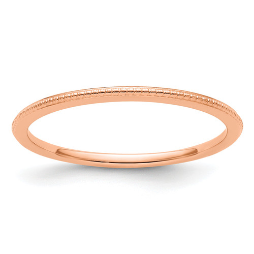 Lex & Lu 14k Rose Gold 1.2mm Bead Stackable Band Ring LAL14488 - Lex & Lu