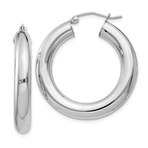 Lex & Lu Sterling Silver w/Rhodium 5.00mm Polished Hoop Earrings LAL22727 - Lex & Lu