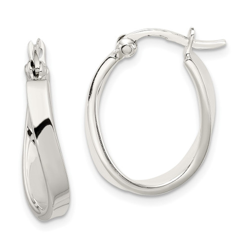 Lex & Lu Sterling Silver Oval Hoop Earrings LAL22804 - Lex & Lu