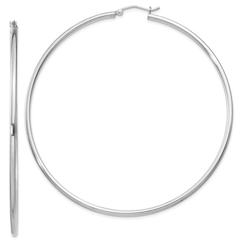 Lex & Lu Sterling Silver w/Rhodium 2mm Polished Hoop Earrings LAL22849 - Lex & Lu