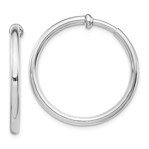 Lex & Lu Sterling Silver w/Rhodium Polished Hoop Earrings LAL22862 - Lex & Lu