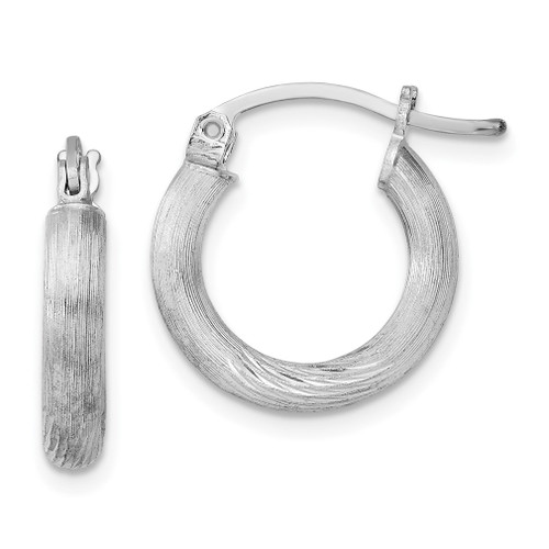 Lex & Lu Sterling Silver w/Rhodium 3.00mm Satin D/C Hoop Earrings LAL22956 - Lex & Lu