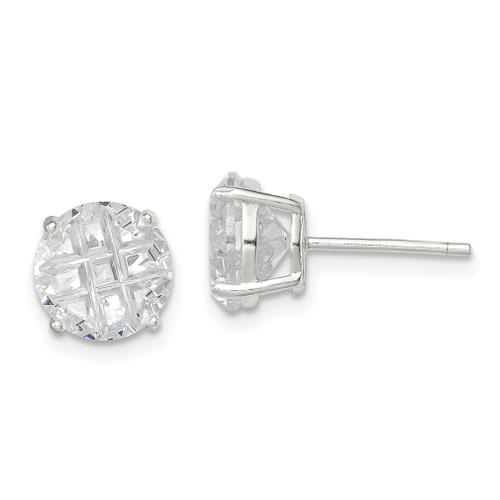 Lex & Lu Sterling Silver 8mm Round Basket Set CZ Stud Earrings LAL22966 - Lex & Lu