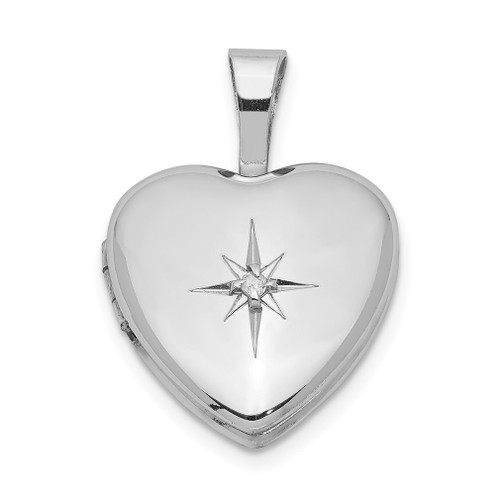 Lex & Lu Sterling Silver & Diamond Polished 12mm Heart Locket LAL22979 - Lex & Lu