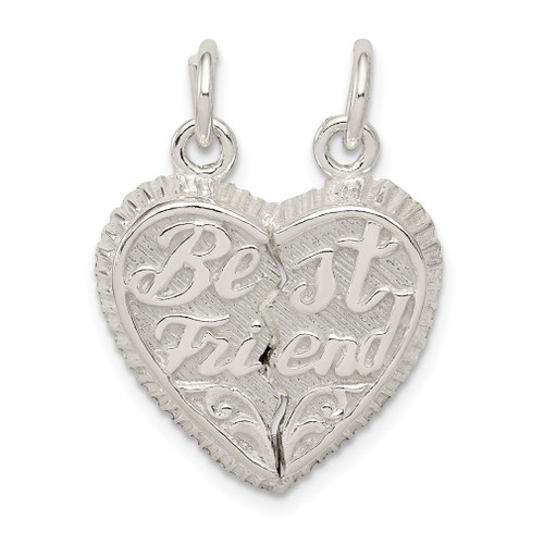 Lex & Lu Sterling Silver Best Friend 2 Piece Break apart Heart Charm LAL23015 - Lex & Lu