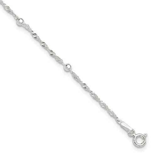 Lex & Lu Sterling Silver Anklet 10'' LAL23044 - Lex & Lu