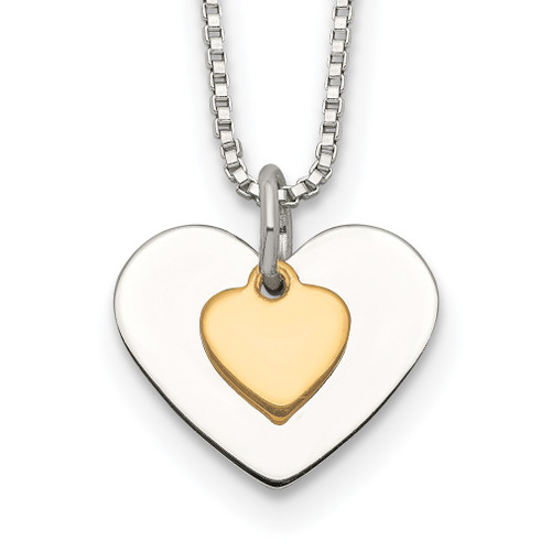 Lex & Lu Sterling Silver & Vermeil Polished Fancy Heart Necklace 18'' LAL23108 - Lex & Lu