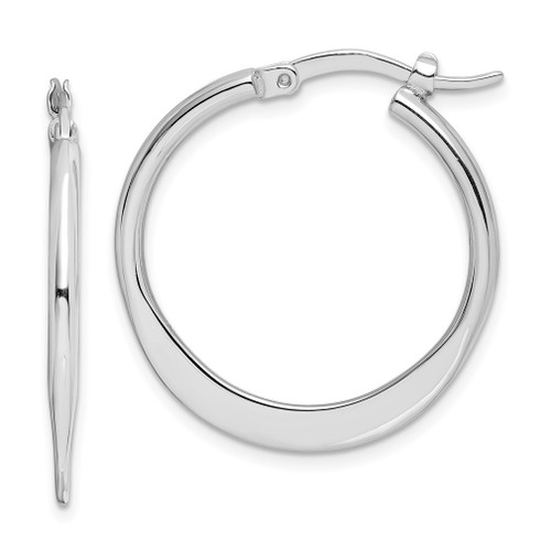 Lex & Lu Sterling Silver w/Rhodium Polished Hoop Earrings LAL23549 - Lex & Lu