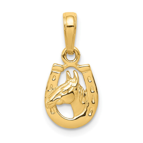 Lex & Lu 10k Yellow Gold Horse Head in Horseshoe Pendant - Lex & Lu