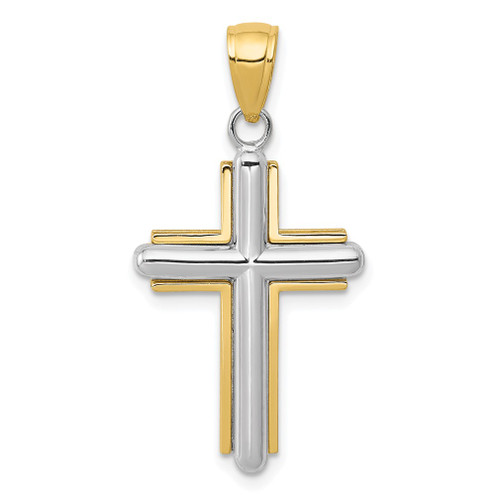 Lex & Lu 10k Two-tone Gold Polished Cross Pendant - Lex & Lu