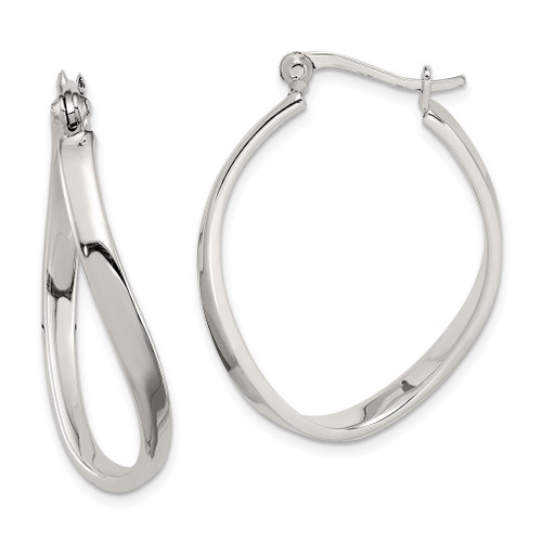 Lex & Lu Sterling Silver Oval Hoop Earrings LAL23656 - Lex & Lu