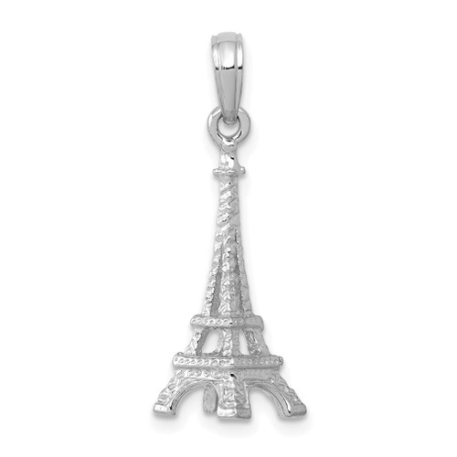 Lex & Lu 14k White Gold Solid Polished 3D Eiffel Tower Charm - Lex & Lu