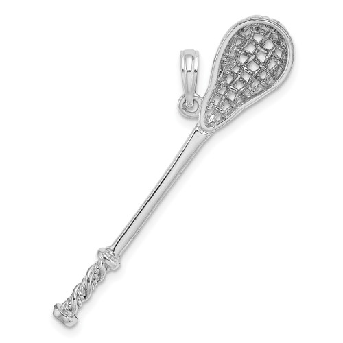 Lex & Lu 14k White Gold 3D Lacrosse Stick Charm - Lex & Lu