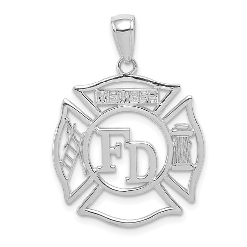 Lex & Lu 14k White Gold FD Member in Shield Pendant - Lex & Lu