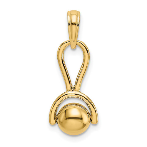 Lex & Lu 14k Yellow Gold 3D Rattle with Moveable Ball Charm - Lex & Lu