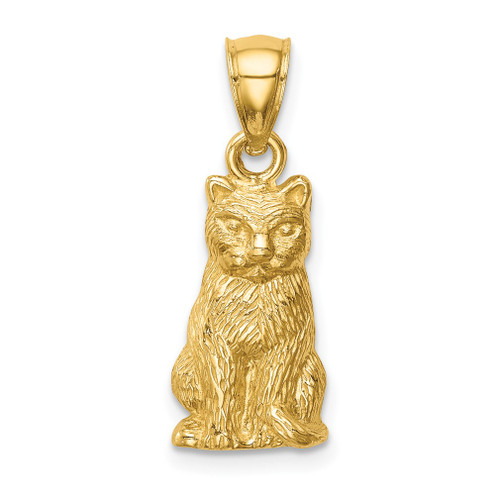 Lex & Lu 14k Yellow Gold Cat Pendant - Lex & Lu