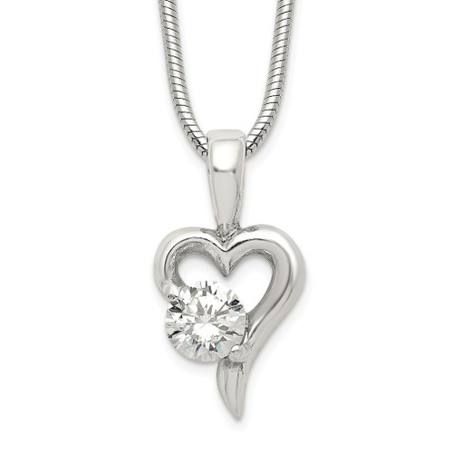 Lex & Lu Sterling Silver CZ Pendant & Chain 18'' LAL23690 - Lex & Lu