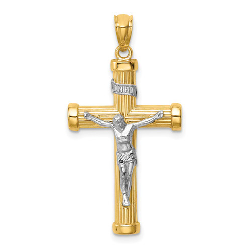 Lex & Lu 14k Two-tone Gold and Rhodium INRI Crucifix Charm - Lex & Lu