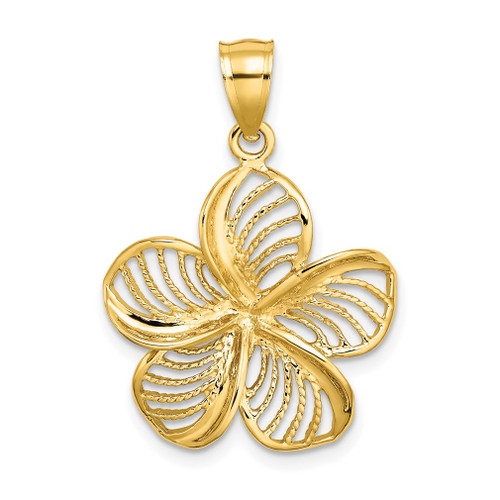 Lex & Lu 14k Yellow Gold Polished and Beaded Plumeria Flower Charm LALC4824 - Lex & Lu