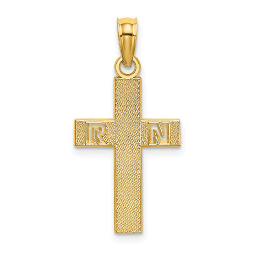 Lex & Lu 14k Yellow Gold RN Cross Charm - Lex & Lu